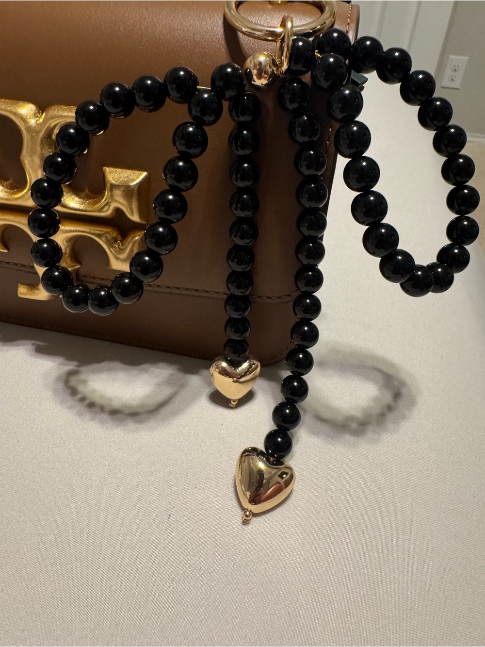 Trendy Black Beaded Bag Charm